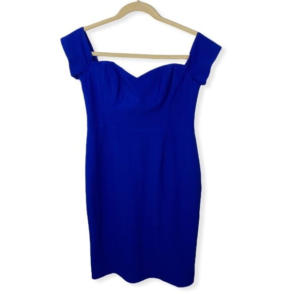 NEW Dress The Population Bailey Dress Electric Blue Size XXL Midi Off Sheath - Picture 4 of 12